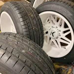 White KG1 22×12 wheels and tires